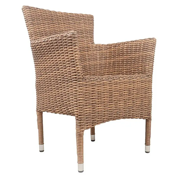 Sillón de jardín Rouen - An x Pr x Al: 59 x 61,5 x 87 cm, Marrón, Ratán sintético, Apilable - Silla de ratán para interior y exterior, con una construcción duradera y un diseño elegante para un asiento relajado.