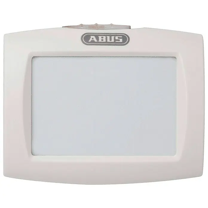 Abus Nachtlicht Lori - Weiß - ABUS Security-Produkt, ein weißes Gerät mit Bildschirm und ABUS-Logo. Das Produkt dient zur Sicherheit.