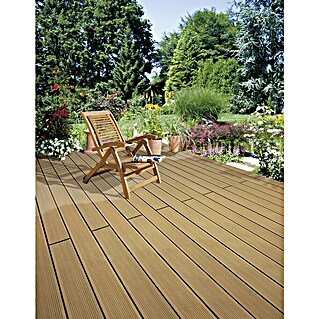 b!design WPC-Terrassendiele Teak (300 x 13,8 x 2,25 cm, Teak)