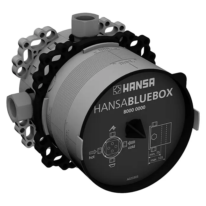 Hansa Unterputzsystem Bluebox 8000 - Einbautiefe: 75 mm - 105 mm - Hansa Bluebox Unterputzkörper mit Montagekörper zur Installation von Armaturen. Die Bluebox ermöglicht einen einfachen Austausch von Armaturen.