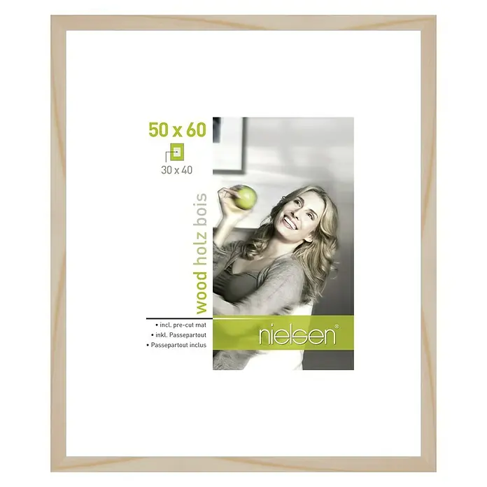 Nielsen Holzrahmen Apollo - 50 x 60 cm, Natur - Holzbilderrahmen Nielsen, 50x60 cm, mit Passepartout, ideal für Fotos und Kunstdrucke, verleiht jedem Raum eine natürliche Note.