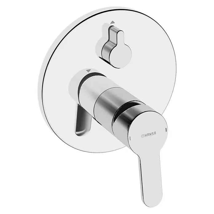Hansa Primo UP-Badewannenarmatur - Chrom, Glänzend - Hansa Unterputz-Brausearmatur mit rundem Design. Die Armatur ist aus verchromtem Metall und hat einen Hebelgriff mit Hansa-Logo.