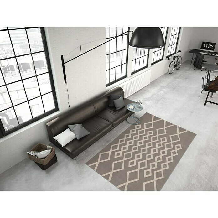 Kayoom Kurzflorteppich Lina 400 (Taupe/Elfenbein, 300 x 80 cm)