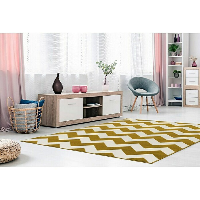Kayoom Teppich mit Konturenschnitt Maroc (Elfenbein/Gold, 170 x 120 cm)