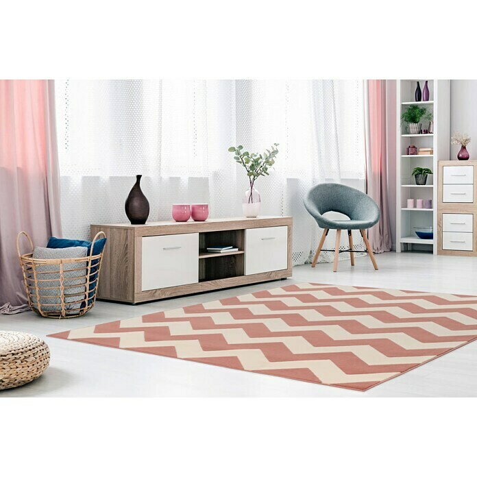 Kayoom Teppich mit Konturenschnitt Maroc (Elfenbein/Rosa, 290 x 200 cm)