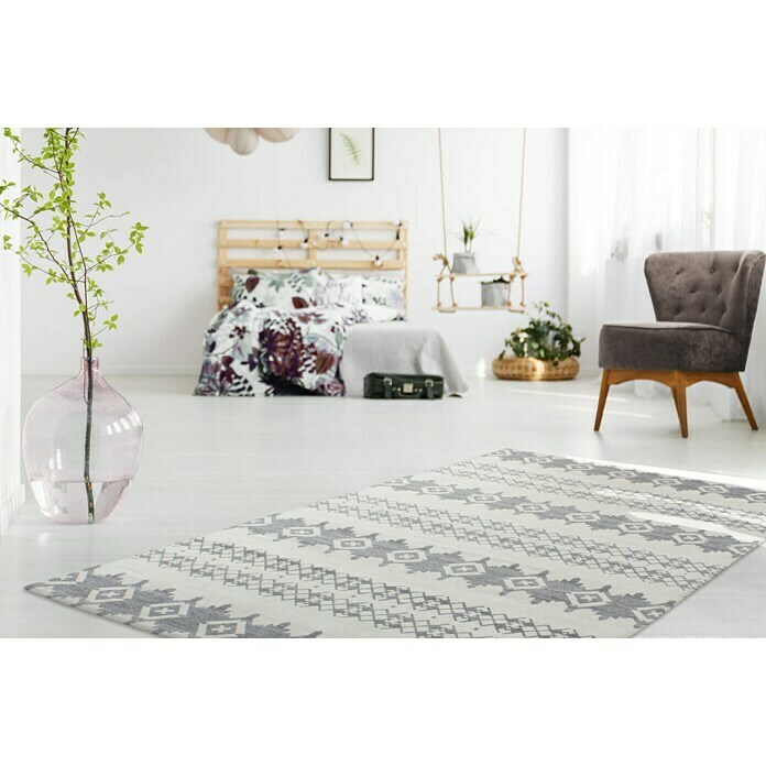 Kayoom Flachgewebeteppich Mirage (Grau/Elfenbein, 150 x 80 cm)