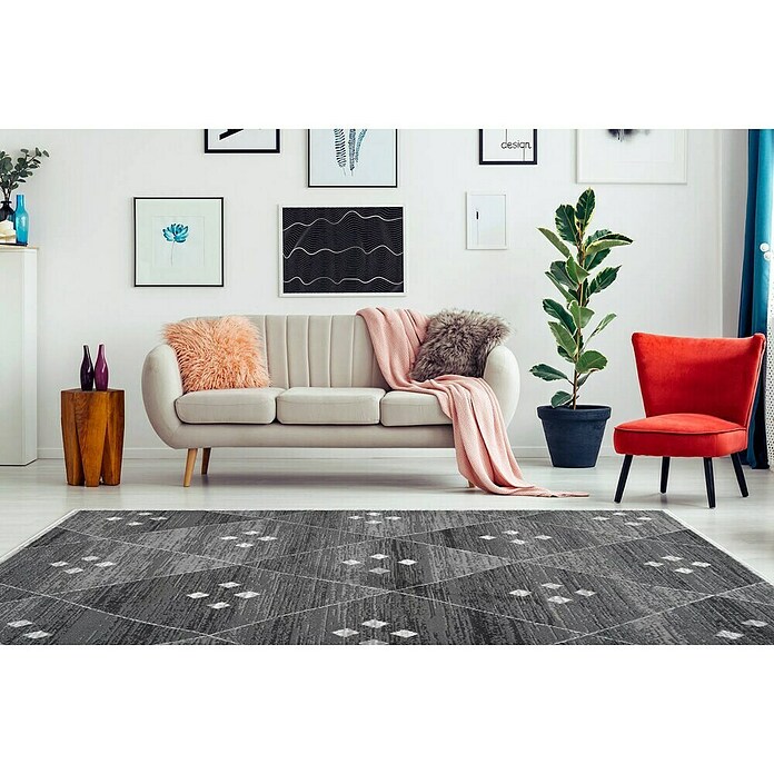 Kayoom Kurzflorteppich Vancouver (Grau, 290 x 200 cm)