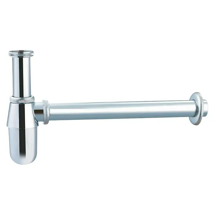 Imex Sifón de botella ovalado - 1¼'', Cromado - Sifón en forma de P cromado brillante para lavabos, duradero y resistente, ideal para baños y cocinas.