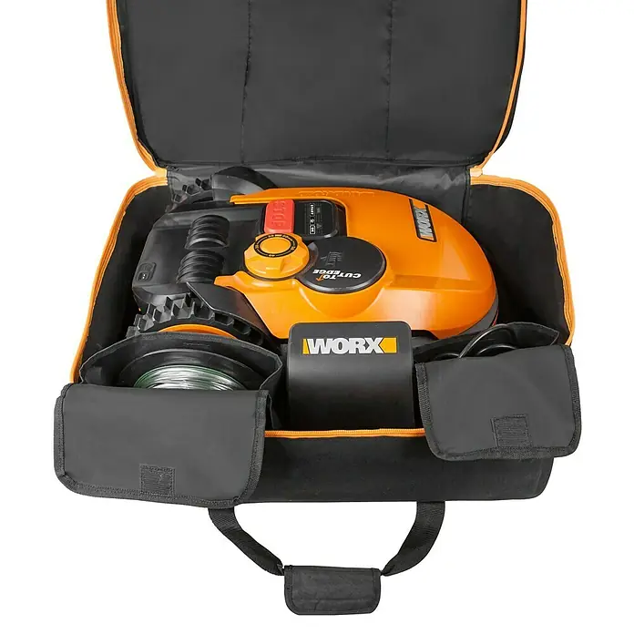 Worx Landroid Aufbewahrungstasche WA0197 -  - Ansicht eines Worx Landroid Mähroboters in einer Tragetasche, ideal für Transport und Lagerung.