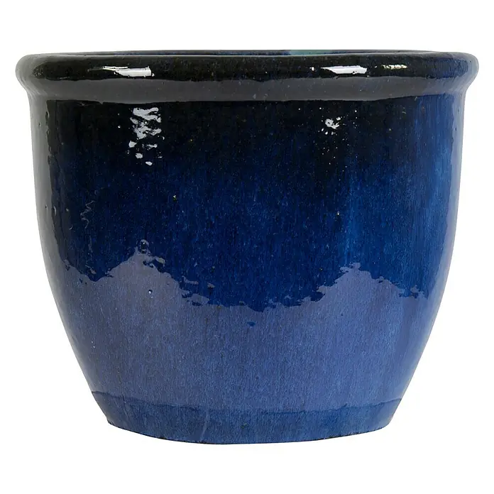 Mega Collections Pflanztopf Havanna - Außenmaß (Ø x H): 50 x 39 cm, Keramik, Blau - Blauer Keramik-Blumentopf mit Farbverlauf von Dunkel- zu Hellblau. Geeignet für Pflanzen im Innen- und Außenbereich und verleiht jedem Raum einen Hauch Farbe.
