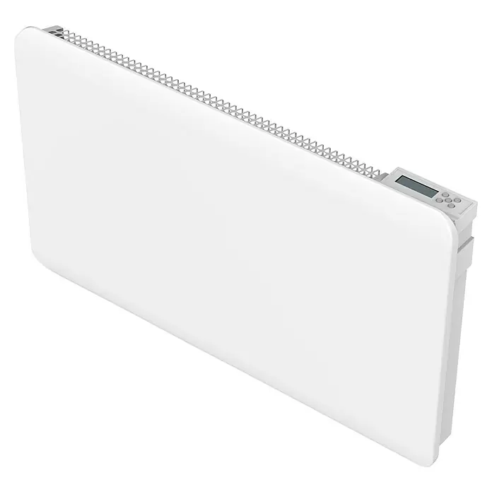 Purline Emisor térmico Ceramic A2000 WiFi - 2.000 W, Blanco, 9 x 82 x 50 cm, Cerámico - La imagen muestra un radiador blanco con controles digitales diseñado para calefacción eficiente.