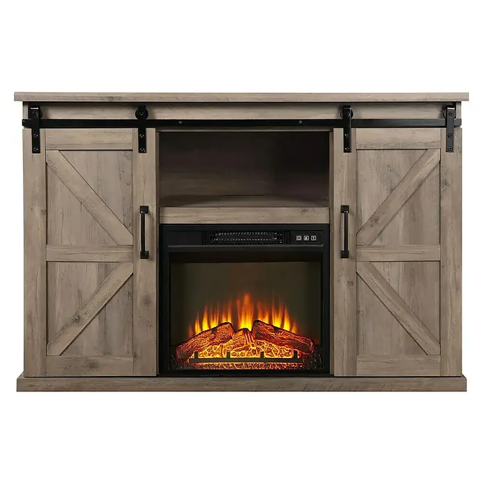 Purline Chimenea eléctrica con marco MDF CHE-910 - Marrón, 2.000 W, 40 x 137 x 82 cm - Vista del producto de un mueble de televisión con chimenea simulada, creando un ambiente acogedor a la vez que sirve como mueble elegante.