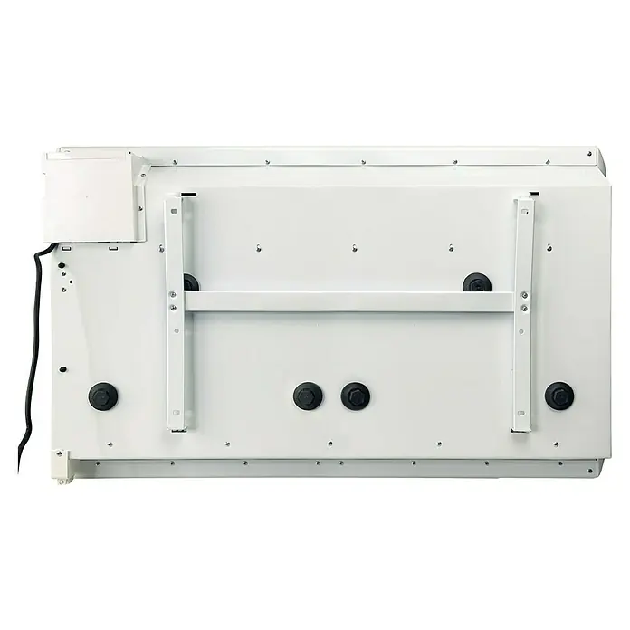 Purline Emisor térmico Micairon A2000 WiFi - 2.000 W, Blanco, 10 x 90 x 55 cm - Vista posterior de un electrodoméstico blanco con tornillos y soportes, mostrando un diseño robusto y funcional.