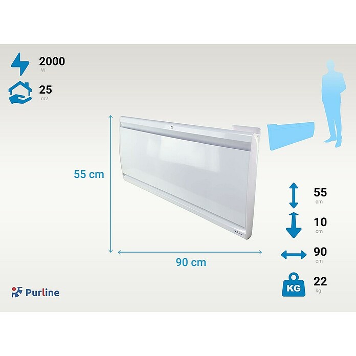 Purline Emisor térmico Micairon A2000 WiFi (2.000 W, Blanco, 10 x 90 x 55 cm) | BAUHAUS