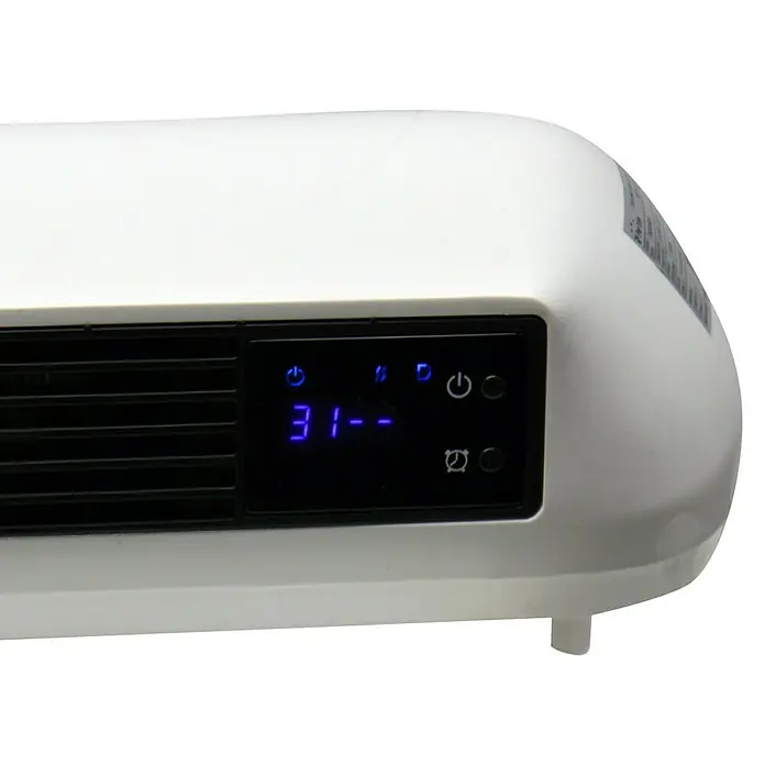 Purline Calefactor de aire Split HOTI M55 - 2.000 W, Blanco - Primer plano de un calefactor blanco con pantalla digital y panel de control, mostrando su diseño moderno y funcional.