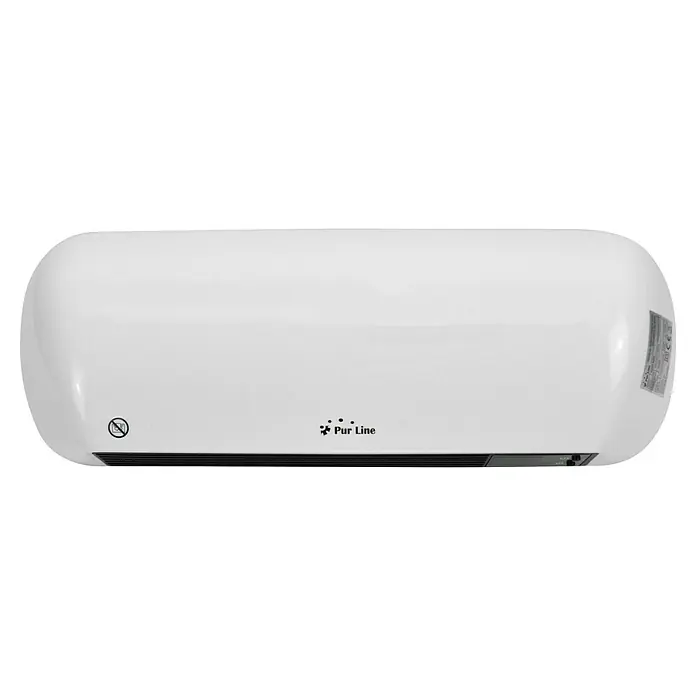 Purline Calefactor de aire Split HOTI M55 - 2.000 W, Blanco - Primer plano de un calefactor interior Pur Line blanco con bordes redondeados y diseño moderno.