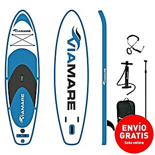 Viamare Juego de paddle surf 300 S (L x An x Al: 300 x 75 x 15 cm, Carga útil: 120 kg, Hinchable, Azul/Blanco)