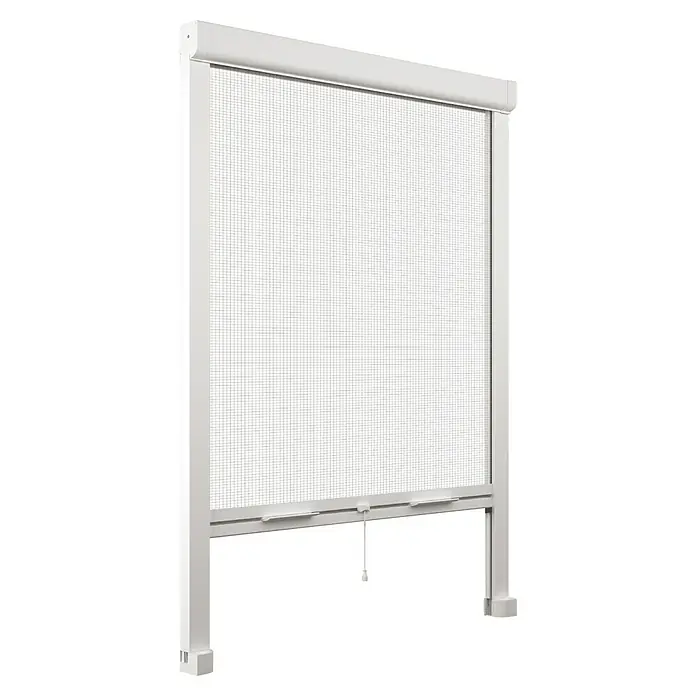 Mosquitera para ventana Elite - An x Al: 140 x 140 cm, Montaje de la mosquitera: Inserción, Color bastidor: Blanco - La imagen muestra una mosquitera enrollable blanca con una malla fina, ideal para ventanas y puertas. Asegura protección contra los insectos.