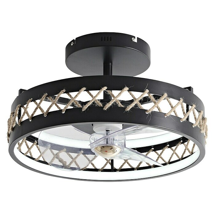 Purline Deckenventilator Ceily Rope (Schwarz, 50 cm, 52 W, Warmweiß) | BAUHAUS