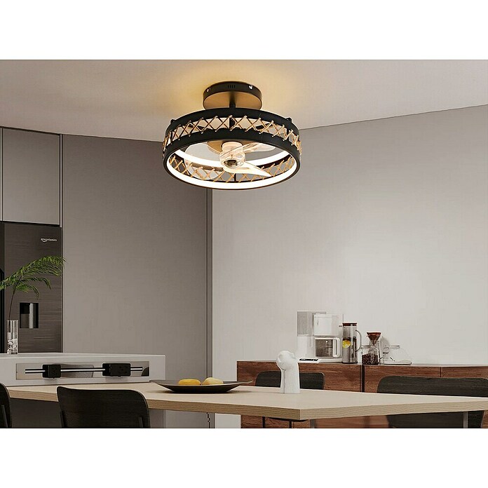 Purline Deckenventilator Ceily Rope (Schwarz, 50 cm, 52 W, Warmweiß) | BAUHAUS