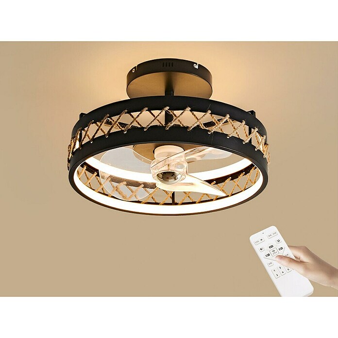 Purline Deckenventilator Ceily Rope (Schwarz, 50 cm, 52 W, Warmweiß) | BAUHAUS