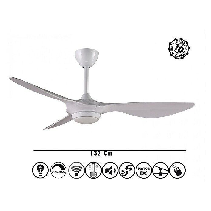 Purline Ventilador de techo Helix White (Blanco, 132 cm, 35 W, Blanco cálido) | BAUHAUS