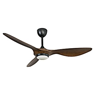 Purline Deckenventilator Helix Wood (Schwarz/Holz, 132 cm, 35 W, Warmweiß)