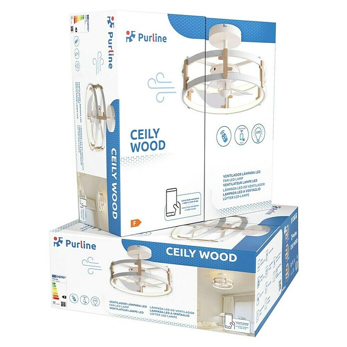 Purline Deckenventilator Ceily Wood (Weiß, 40 cm, 42 W, Warmweiß) | BAUHAUS
