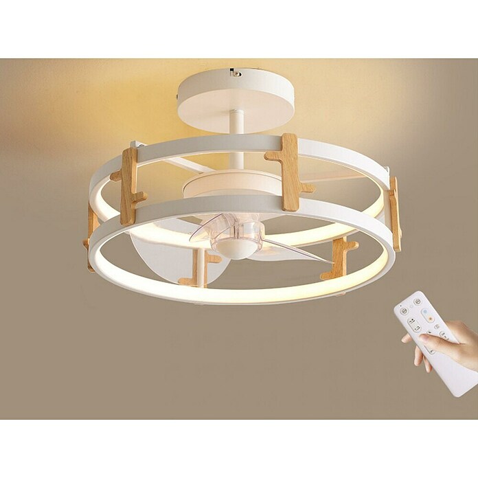 Purline Deckenventilator Ceily Wood (Weiß, 40 cm, 42 W, Warmweiß) | BAUHAUS
