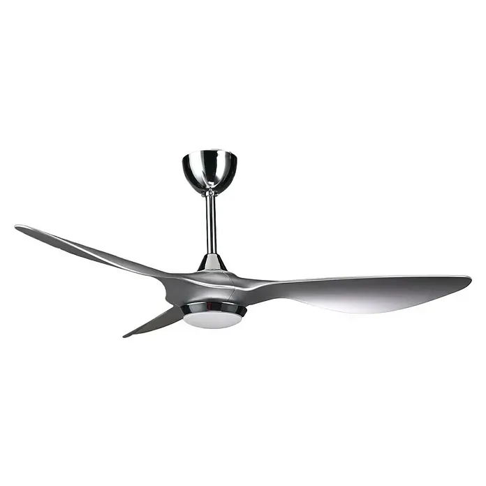 Purline Ventilador de techo Helix Silver - Plateado, 132 cm, 35 W, Blanco cálido - Ventilador de techo plateado con tres palas y luz moderna para una iluminación y refrigeración elegante de la habitación.
