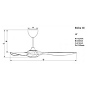 Purline Deckenventilator Helix Silver (Silber, 132 cm, 35 W, Warmweiß) | BAUHAUS