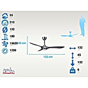 Purline Deckenventilator Helix Silver (Silber, 132 cm, 35 W, Warmweiß) | BAUHAUS