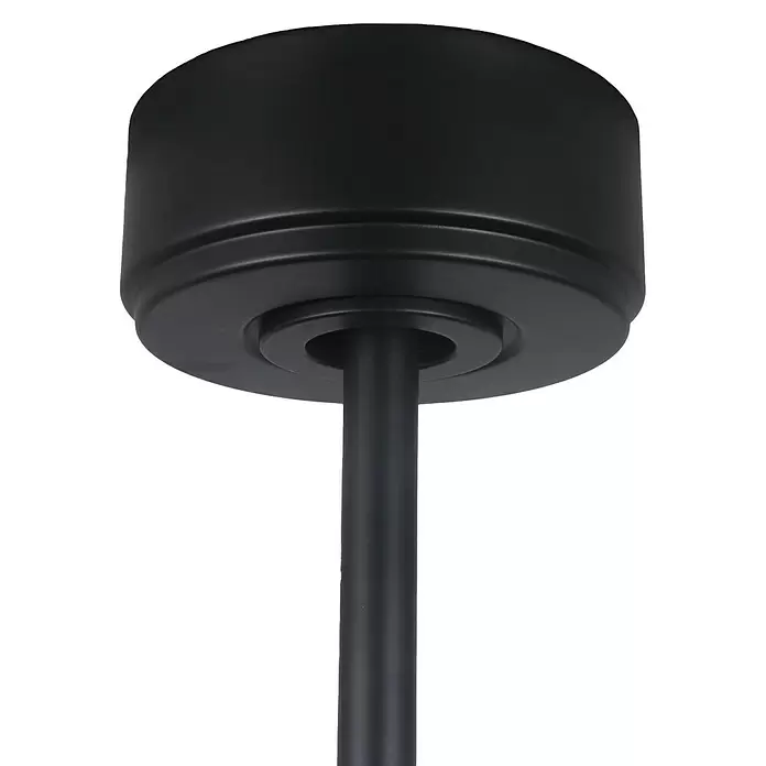 Purline Ventilador de techo Darkwind - Madera oscura, 132 cm, 35 W - Florón de techo de metal negro mate con vástago de conexión central.