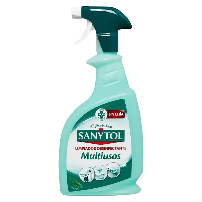 Sanytol Limpiador multiusos Desinfectante - 750 ml - Limpiador desinfectante Multiusos Sanytol en botella de spray. El limpiador elimina el 99,9% de las bacterias y no contiene lejía.