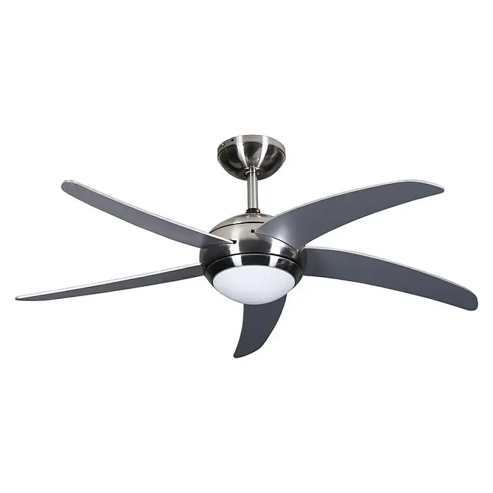 Arte confort Ventilador de techo Tahiti - Plata, 132 cm, 65 W - Ventilador de techo moderno con cinco aspas y lámpara integrada para una iluminación y refrigeración ambiental agradable.