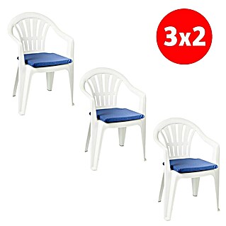 Set de cojines para asiento (6 pzs., Azul, L x An x Al: 40 x 40 x 3,5 cm)