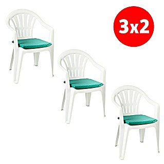 Set de cojines para asiento (6 pzs., Verde, L x An x Al: 40 x 40 x 3,5 cm)