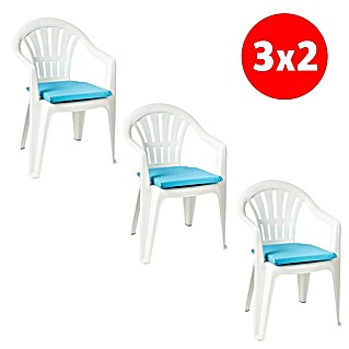 Set de cojines para asiento (6 pzs., Turquesa, L x An x Al: 40 x 40 x 3,5 cm)