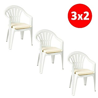Set de cojines para asiento (6 pzs., Beige, L x An x Al: 40 x 40 x 3,5 cm)
