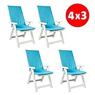 Set de cojines para asiento de posiciones (4 pzs., Turquesa, L x An x Al: 120 x 50 x 3,5 cm)