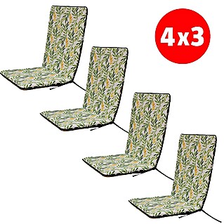 Set de cojines para respaldo alto (4 pzs., Verde/Amarillo, L x An x Al: 95 x 45 x 3,5 cm)