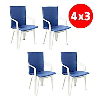 Set de cojines para respaldo alto (4 pzs., Azul, L x An x Al: 95 x 45 x 3,5 cm)