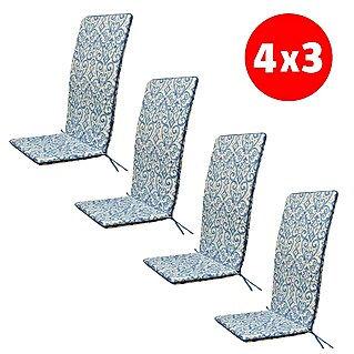 Set de cojines para asiento de posiciones (4 pzs., Azul/Blanco, L x An x Al: 120 x 45 x 3,5 cm)