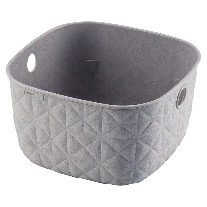Curver Aufbewahrungsbox Softex - L x B x H: 20 x 19,8 x 11 cm, Kunststoff, Sand - Grauer Curver-Aufbewahrungskorb mit Rautenmuster und Griffen. Ideal für die Aufbewahrung im ganzen Haus und stilvoll.
