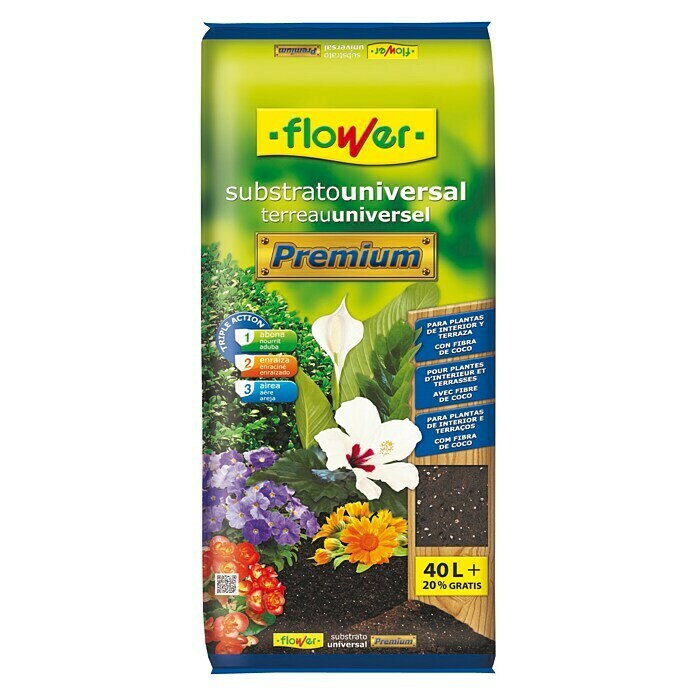 Flower Sustrato para plantas de interior Premium (40 l + 20 %)