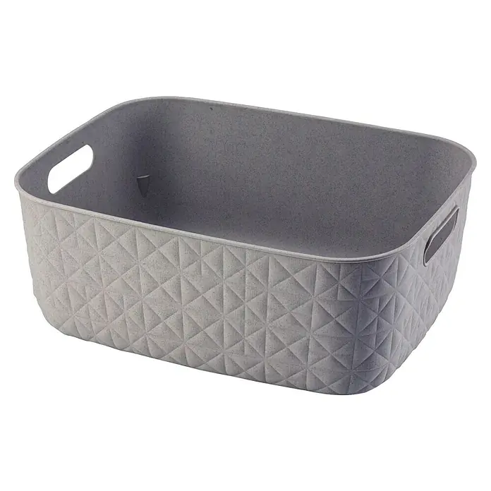 Curver Aufbewahrungsbox Softex - L x B x H: 37,9 x 29,2 x 14,3 cm, Kunststoff, Sand - Eine graue Aufbewahrungsbox mit geometrischem Muster und Griffen an den Seiten, ideal für die Organisation im Haushalt.