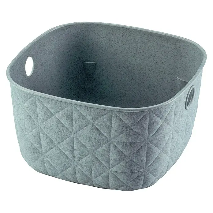 Curver Aufbewahrungsbox Softex - L x B x H: 20 x 19,8 x 11 cm, Kunststoff, Türkis - Ein grauer, quadratischer Korb mit Rautenmuster und Griffen. Praktisch für die Aufbewahrung im Haushalt.