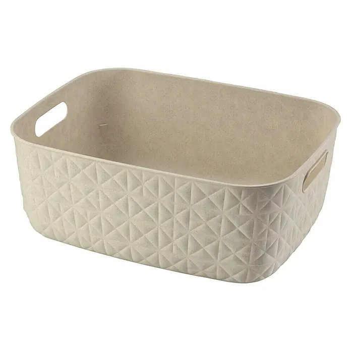 Curver Aufbewahrungsbox Softex - L x B x H: 37,9 x 29,2 x 14,3 cm, Kunststoff, Beige - Beiger Aufbewahrungskorb mit Rautenmuster und Tragegriffen für eine stilvolle Organisation im Zuhause.