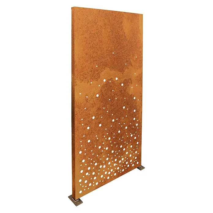 Palatino Space Vertical Sichtschutzelement Vapor - 87 x 180 cm, Edelrost, Vapor - Rostfarbener Sichtschutz aus Metall mit dekorativen Ausschnitten für den Außenbereich.