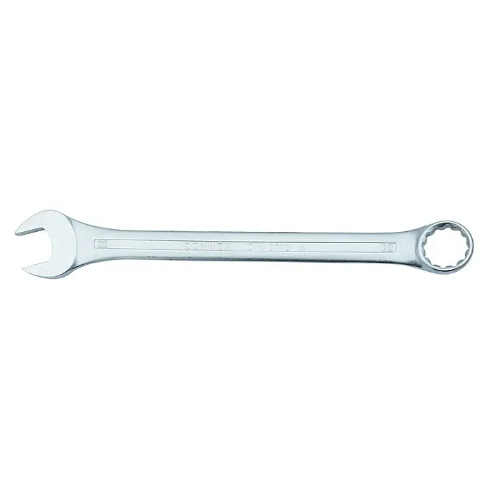 Connex Llave combinada - Ancho de llave: 32 mm - Una llave combinada Connex plateada de tamaño 32, perfecta para diversas tareas de apriete y aflojamiento en el hogar y el taller.